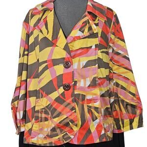 Multi Color Cotton Blend Blazer Jacket Size 12